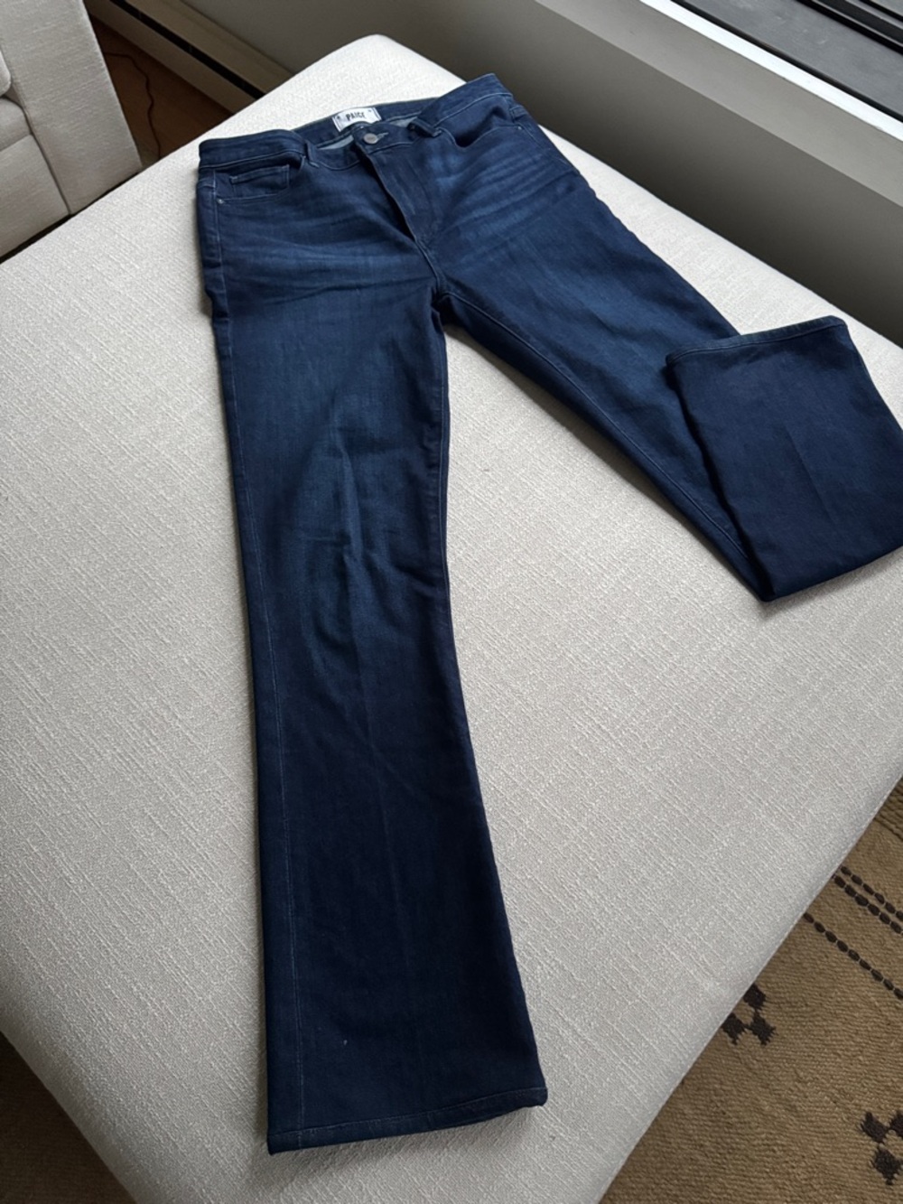 PAIGE 30 Indigo Dressy Jeans Baby Boot Cut Cotton Dark Blue Like New